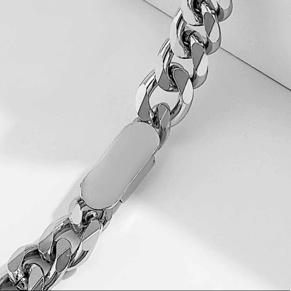 Stainless Steel Cuban Chain Link Necklace Bracelet Matching Set - Picture 10 of 10